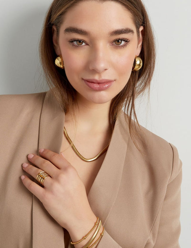 unisex chain flat with structure - Gold color-6.0mm