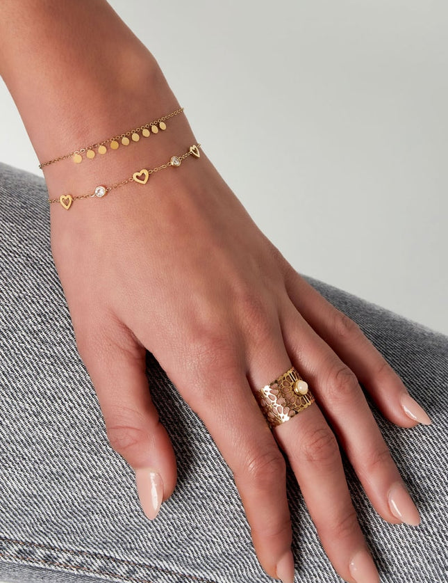 bracelet with heart and diamond charms