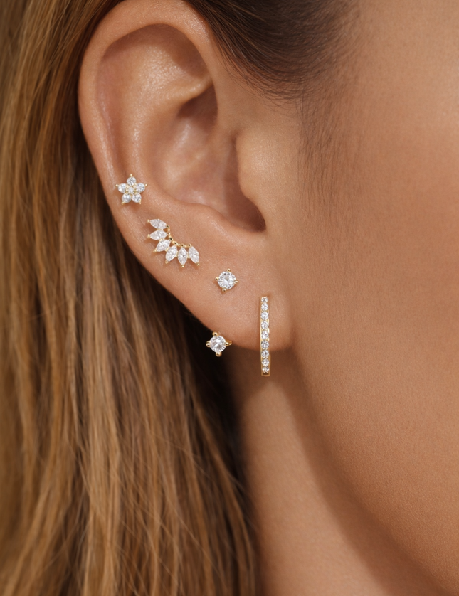 Lot de 4 boucles d'oreilles Tendance Acier Inoxydable