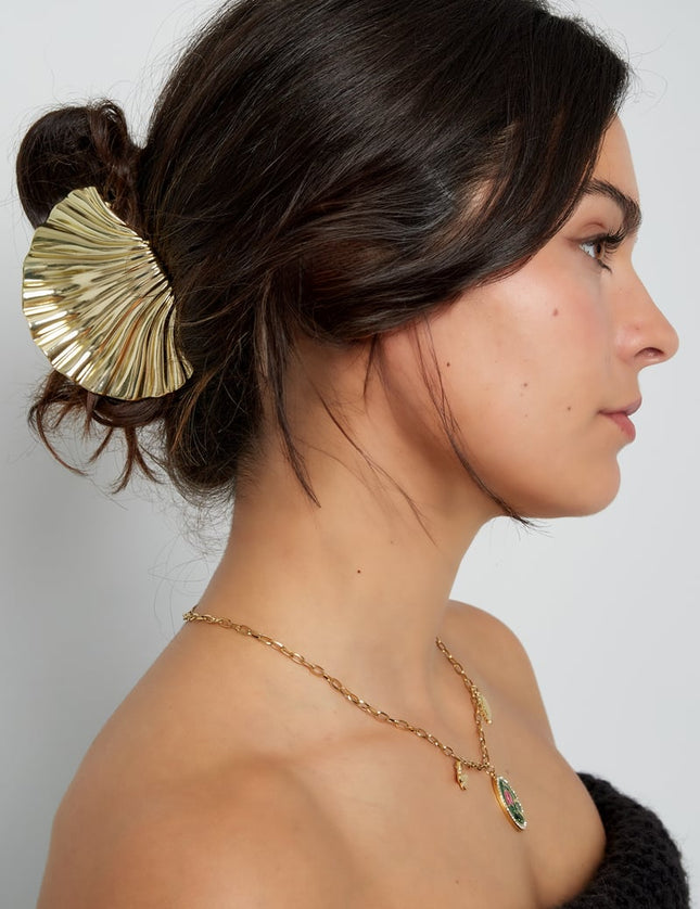 Pince à cheveux coquillage - doré
