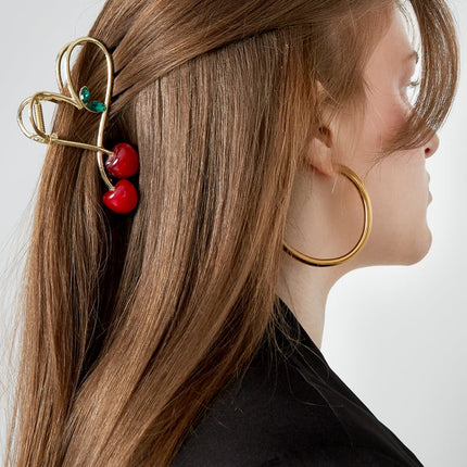 large cherry hair clip