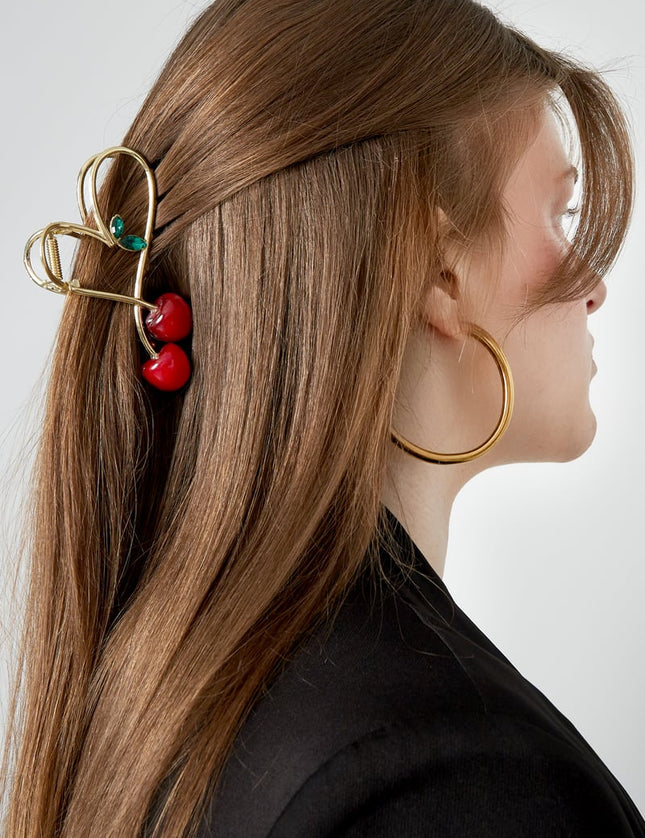 large cherry hair clip