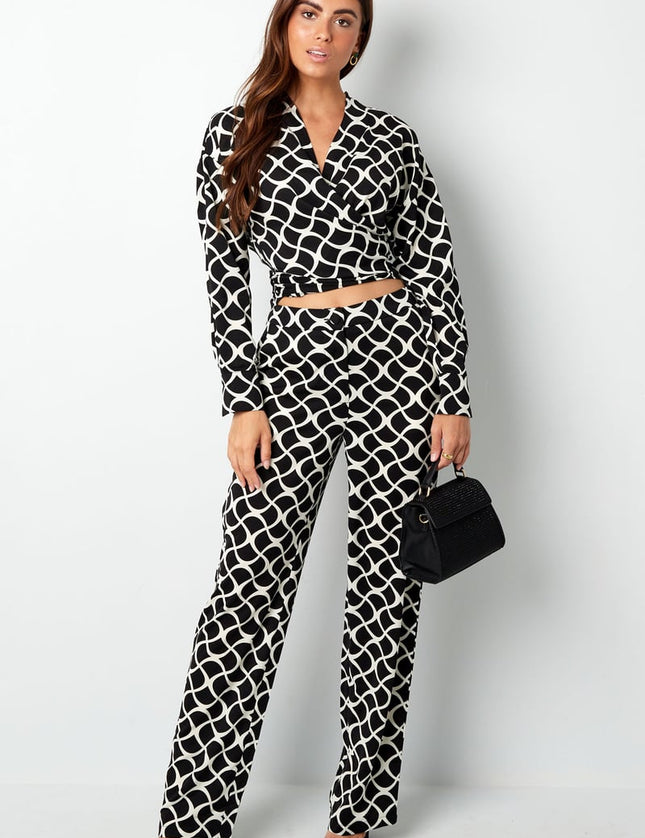 Blouse portefeuille imprimé esthétique