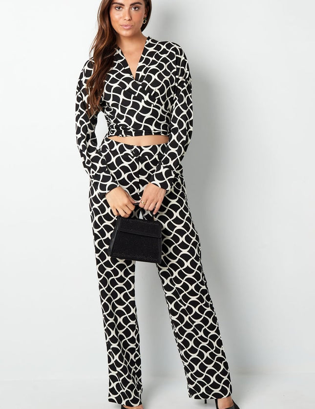 Blouse portefeuille imprimé esthétique