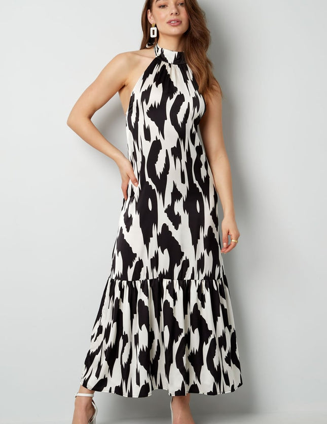 Halter dress with print