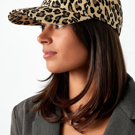 Casquette à imprimé léopard - marron