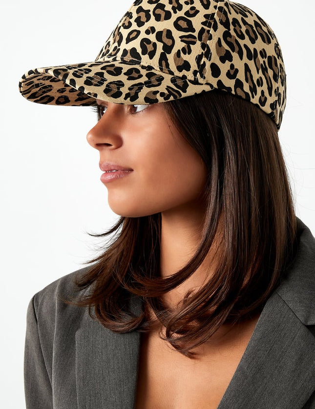 Casquette à imprimé léopard - marron