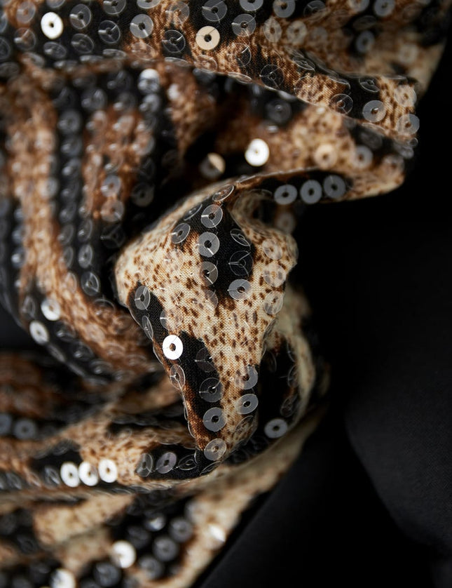 Blazer à manches pailletées imprimé léopard