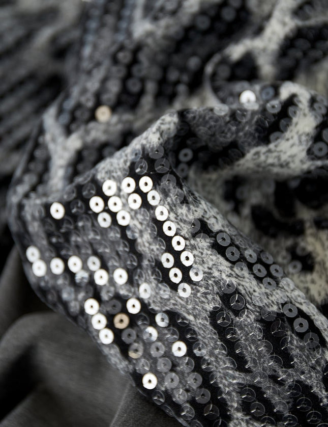 Blazer à manches pailletées imprimé léopard