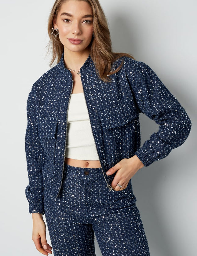 Veste en jean à paillettes