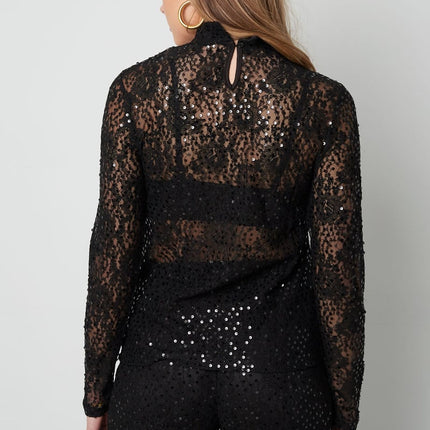 Top en dentelle à paillettes