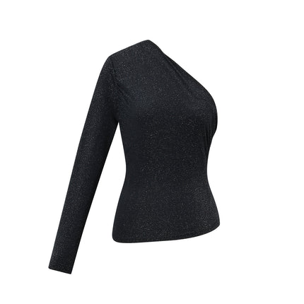 Haut scintillant à une épaule pour les fêtes