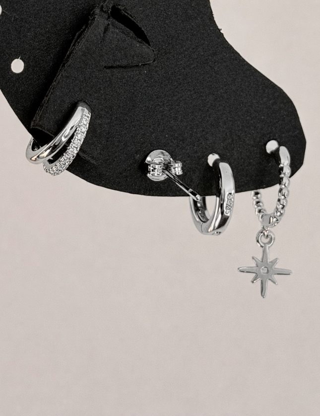 Lot de 4 boucles d’oreilles acier inoxydable