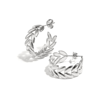 Stainless Steel Hoop Earrings leaf Casual Daily Simple Series Women's jewelry