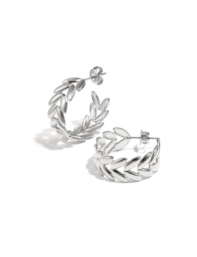 Stainless Steel Hoop Earrings leaf Casual Daily Simple Series Women's jewelry