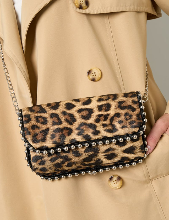 Sacs à bandoulière imprimé léopard décontractés en PU, accessoires quotidiens