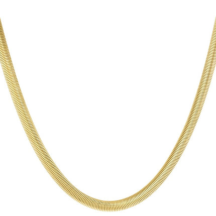 unisex chain flat with structure - Gold color-6.0mm