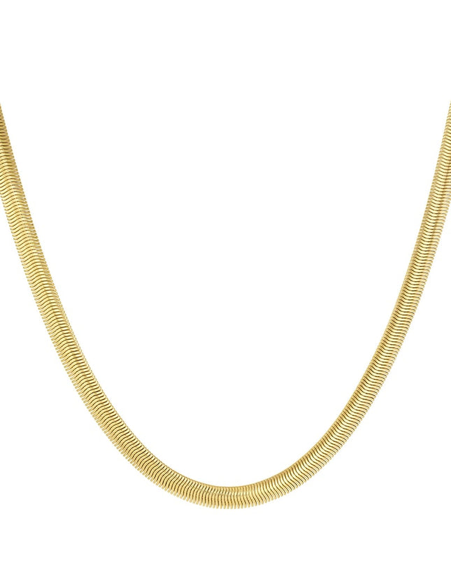 unisex chain flat with structure - Gold color-6.0mm