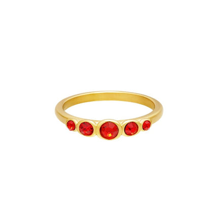 Stainless steel ring zircon shine Red 16