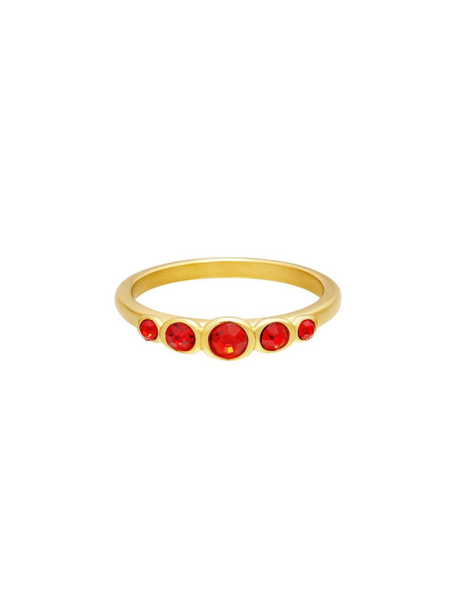 Stainless steel ring zircon shine Red 16