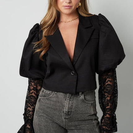 Blazer court tendance avec dentelle