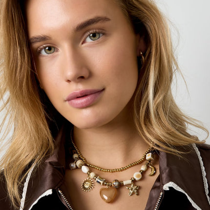 Colliers de perles Cœur Soleil Imprimé léopard Étoile Lune Décontracté Quotidien Simple Série Bijoux pour femmes