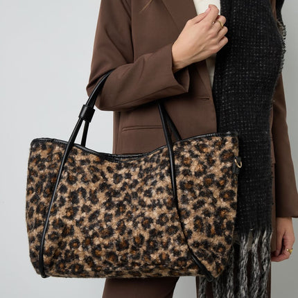 Sacs fourre-tout imprimé léopard en coton décontracté, accessoires quotidiens