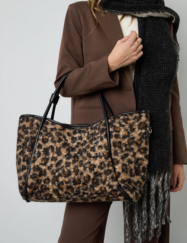 Sacs fourre-tout imprimé léopard en coton décontracté, accessoires quotidiens