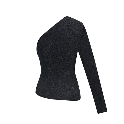 Haut scintillant à une épaule pour les fêtes