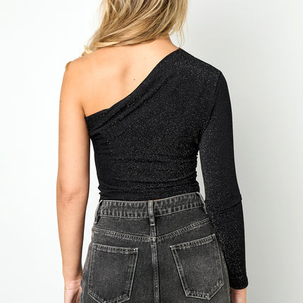 Haut scintillant à une épaule pour les fêtes