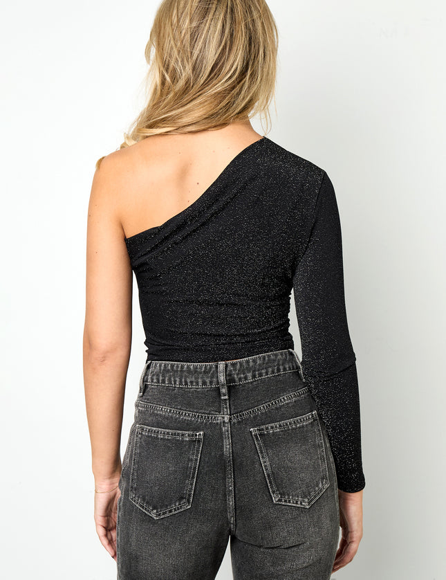 Haut scintillant à une épaule pour les fêtes