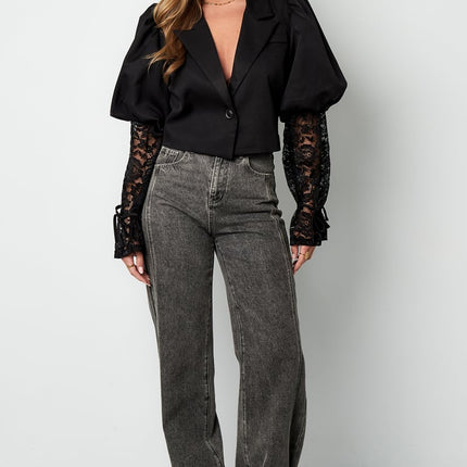 Blazer court tendance avec dentelle