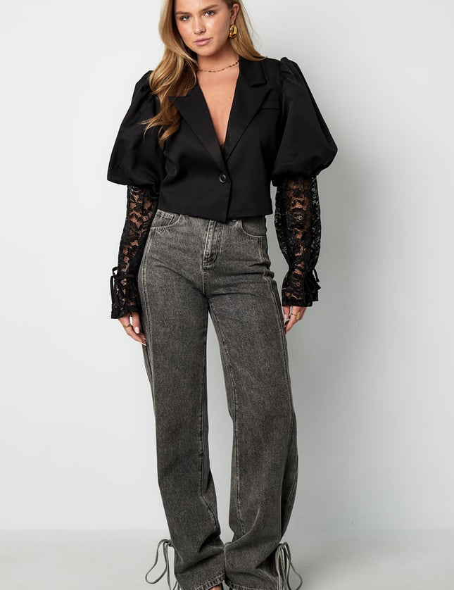 Blazer court tendance avec dentelle