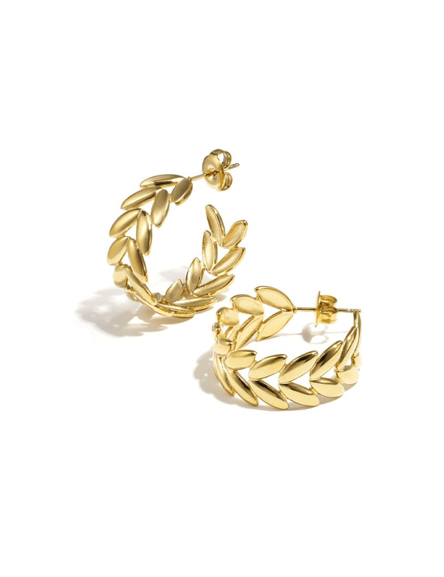 Stainless Steel Hoop Earrings leaf Casual Daily Simple Series Women's jewelry