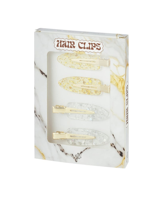 Boîte à pinces à cheveux marbre - argent doré