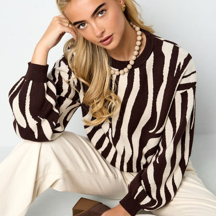 Pulls tricotés à rayures zébrées Vêtements décontractés automne/hiver