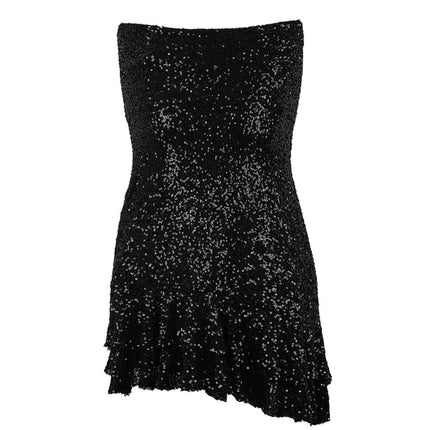 Robe à paillettes avec nœud sans bretelles