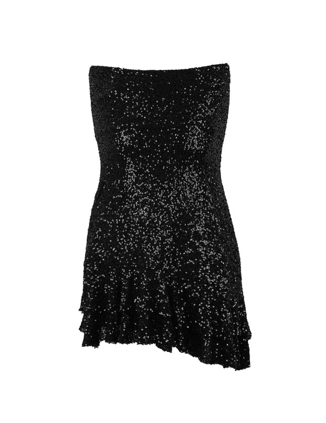 Robe à paillettes avec nœud sans bretelles
