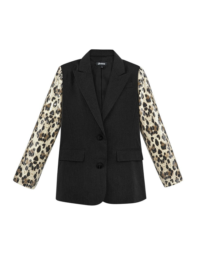 Blazer à manches pailletées imprimé léopard