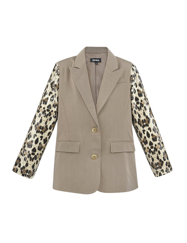 Blazer à manches pailletées imprimé léopard