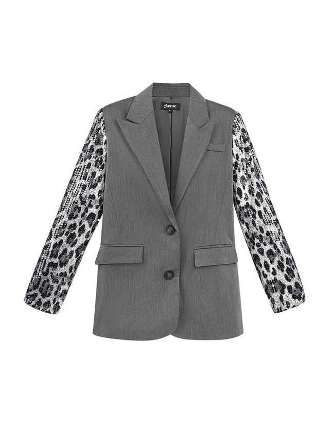 Blazer à manches pailletées imprimé léopard
