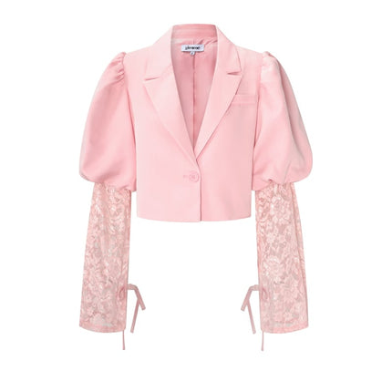 Blazer court tendance avec dentelle