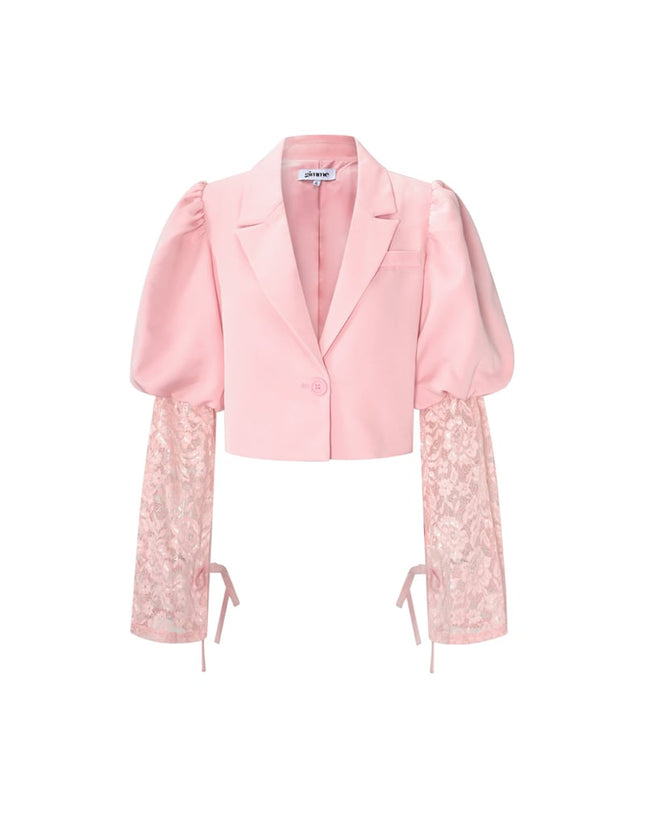 Blazer court tendance avec dentelle