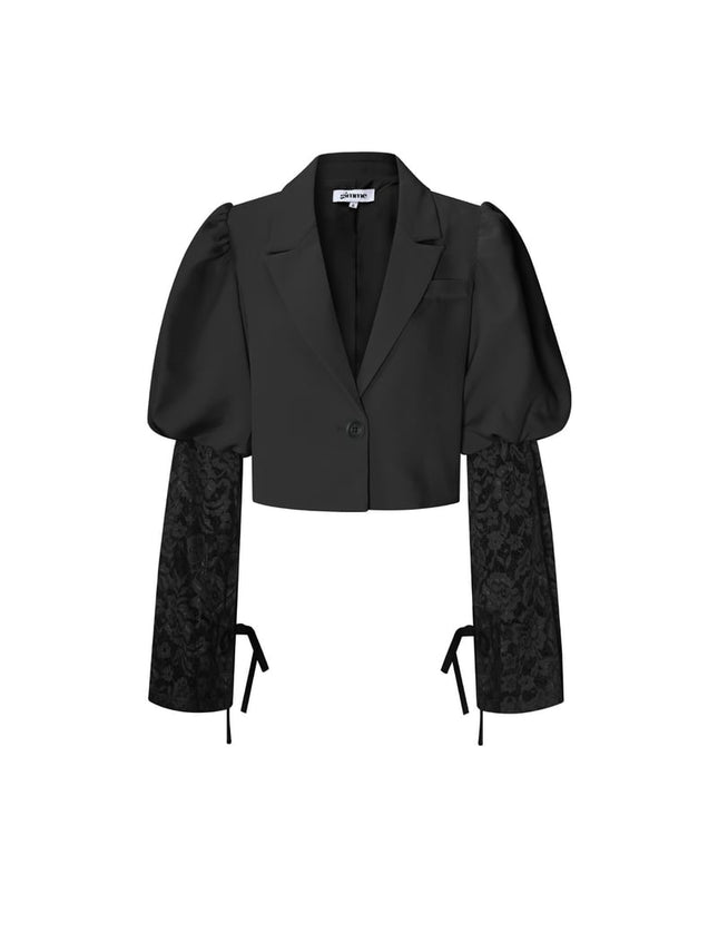 Blazer court tendance avec dentelle
