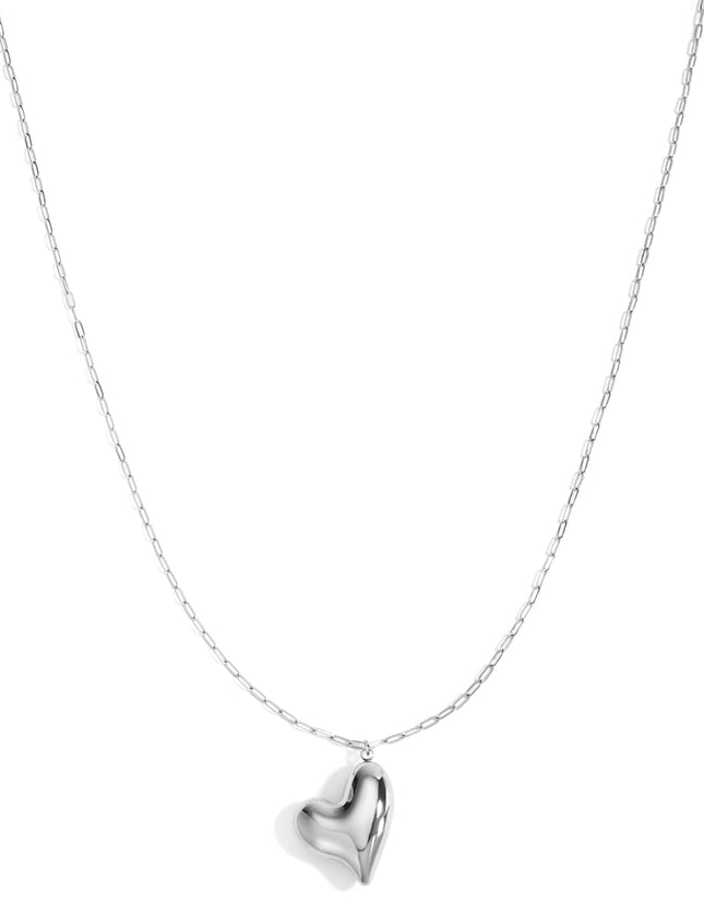 Colliers longs en acier inoxydable, style cœur, décontracté, simple, pour femme