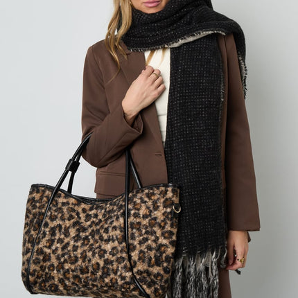 Sacs fourre-tout imprimé léopard en coton décontracté, accessoires quotidiens