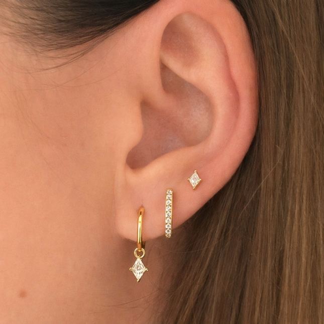 Lot de 3 boucles d'oreilles TENDANCE pour une oreille