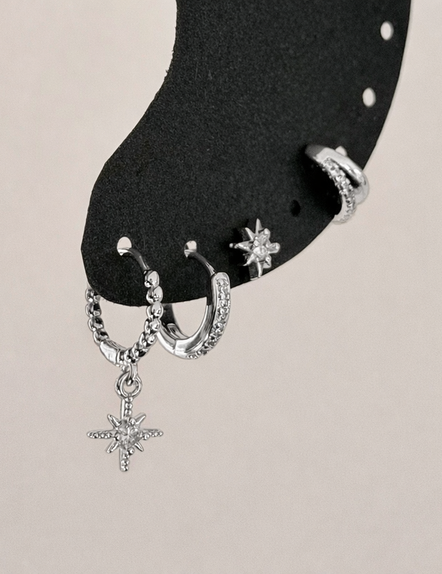 Lot de 4 boucles d’oreilles acier inoxydable