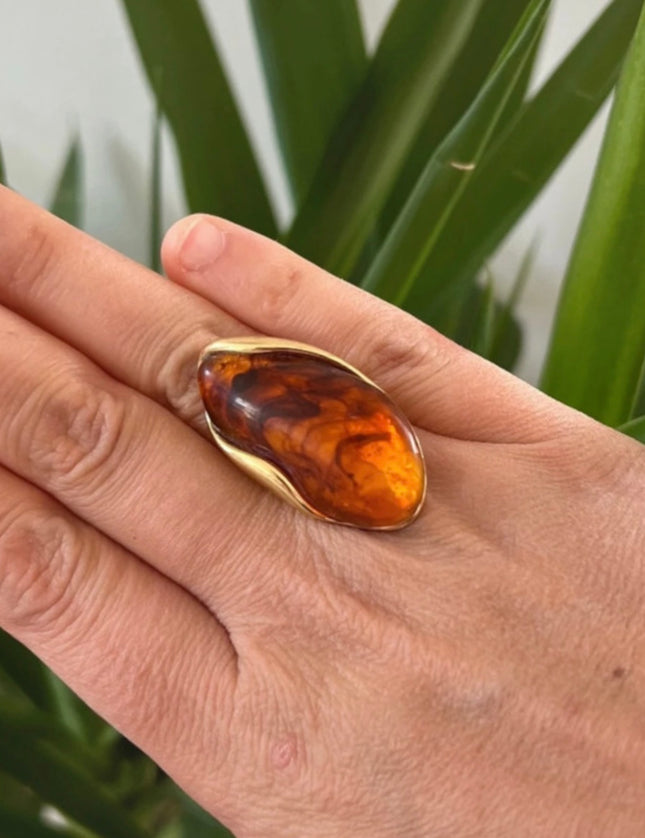 Bague Style Ambre Acier Inoxydable