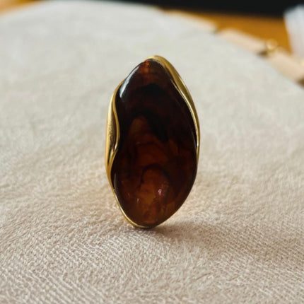 Bague Style Ambre Acier Inoxydable